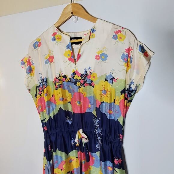 Vintage Gump's San Francisco 100% Silk floral Maxi Dress Size Med **Signs of age - Picture 6 of 16